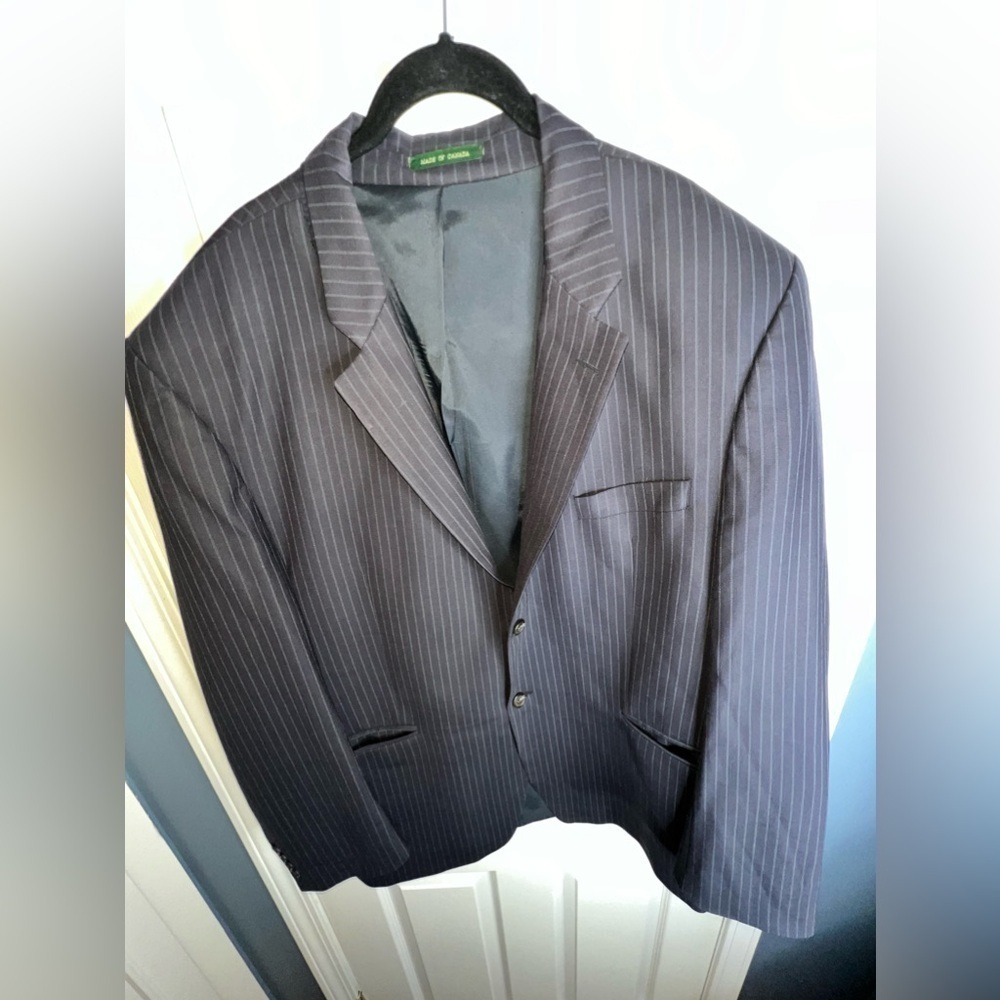 Vtg Ralph Lauren Men’s 46 Reg Navy Blue Pinstripe Sport Coat Suit Jacket 46R - Picture 3 of 12